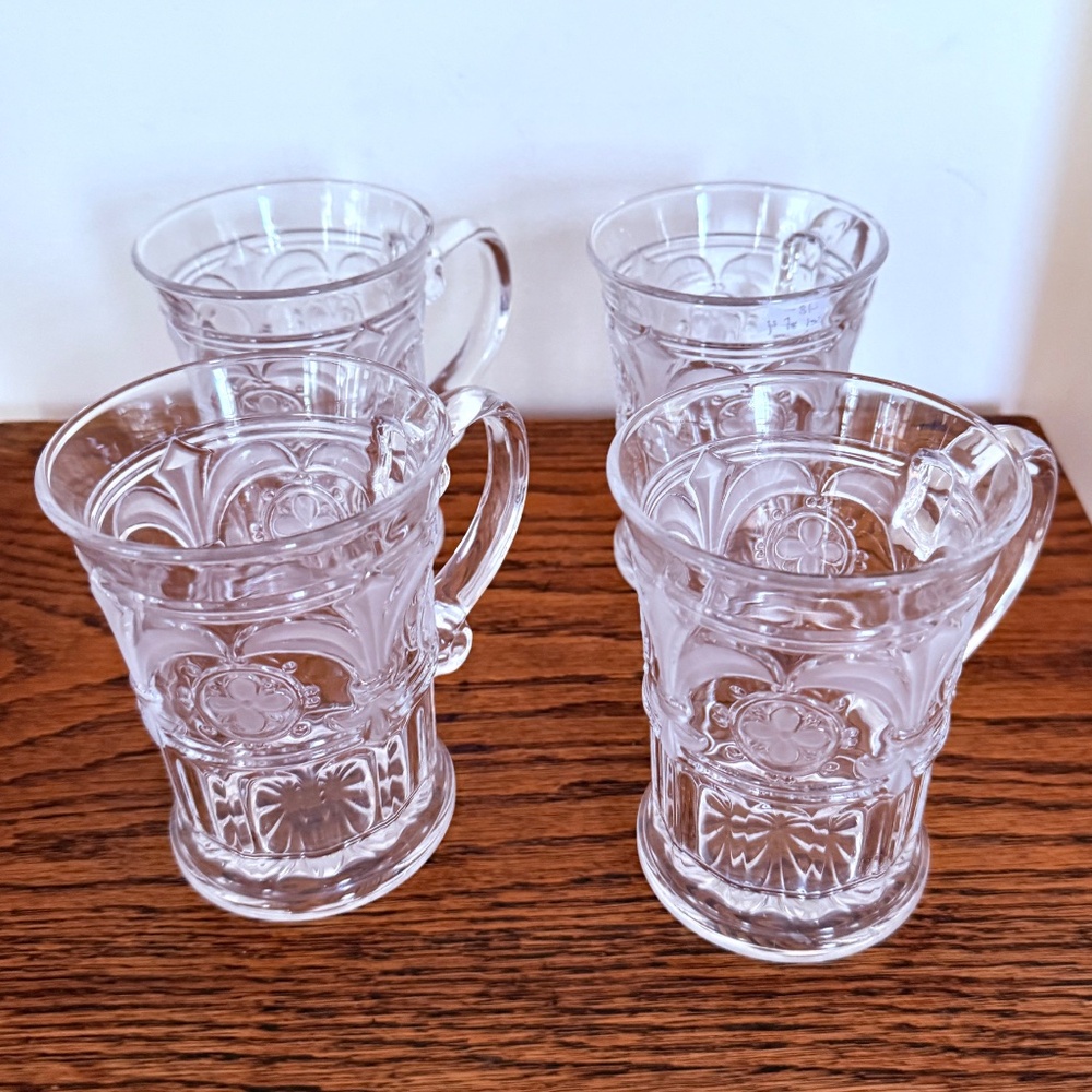 Fleur de Lis by Crystal Clear Industries Glass Mugs Set of 4